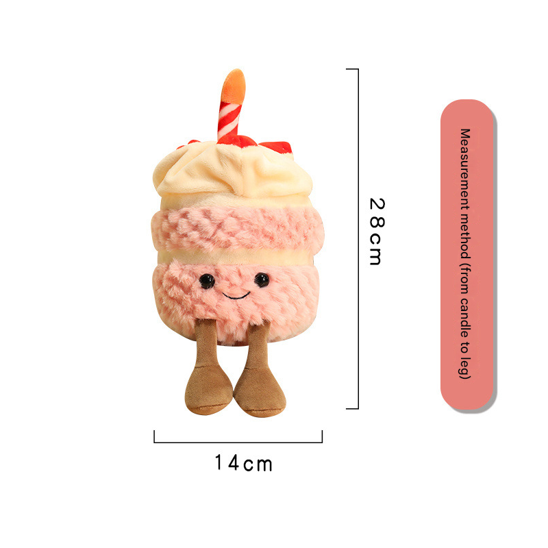 Khaki Cute Birthday Cake Plush Toy Strawberry Layered Cake Pillow Birthday Gift V888-ELOSUNG51396