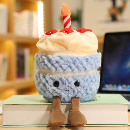 Blue Cute Birthday Cake Plush Toy Strawberry Layered Cake Pillow Birthday Gift V888-ELOSUNG51399