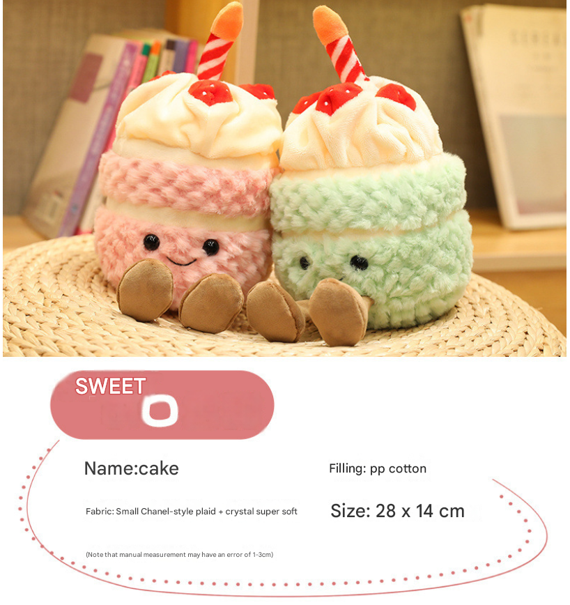 Blue Cute Birthday Cake Plush Toy Strawberry Layered Cake Pillow Birthday Gift V888-ELOSUNG51399