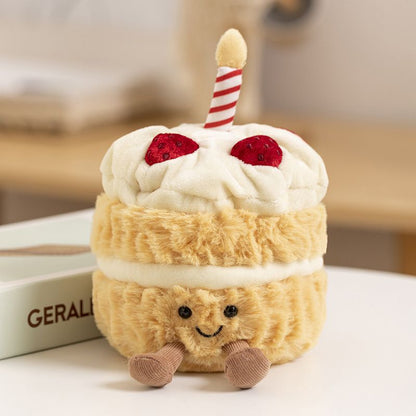 Light brown Cute Birthday Cake Plush Toy Strawberry Layered Cake Pillow Birthday Gift V888-ELOSUNG51400