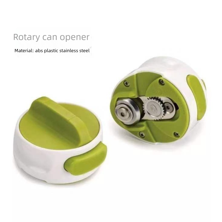 Green Manual Rotary Can Opener - Compact ABS Plastic & Stainless Steel - Smooth Edge Cutting, Easy Twist V888-ELOSUNG51401