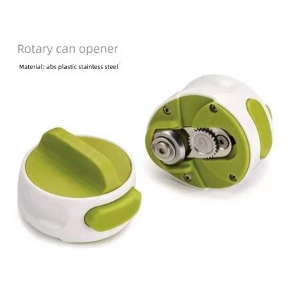 Green Manual Rotary Can Opener - Compact ABS Plastic & Stainless Steel - Smooth Edge Cutting, Easy Twist V888-ELOSUNG51401