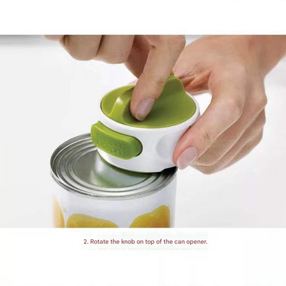 Green Manual Rotary Can Opener - Compact ABS Plastic & Stainless Steel - Smooth Edge Cutting, Easy Twist V888-ELOSUNG51401