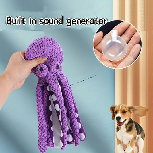 2-Pack Green Plush Octopus Dog Toy with Squeaker - Interactive Chew Toy for Small, Medium & Large Dogs - V888-ELOSUNG51402