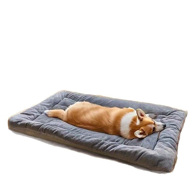Grey Large Plush Dog Bed - Extra Thick Winter Warmth, Machine Washable & Non-Slip Pet Mat for Large Dogs V888-ELOSUNG51405