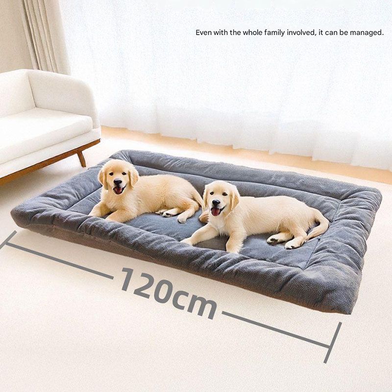 Grey Large Plush Dog Bed - Extra Thick Winter Warmth, Machine Washable & Non-Slip Pet Mat for Large Dogs V888-ELOSUNG51405