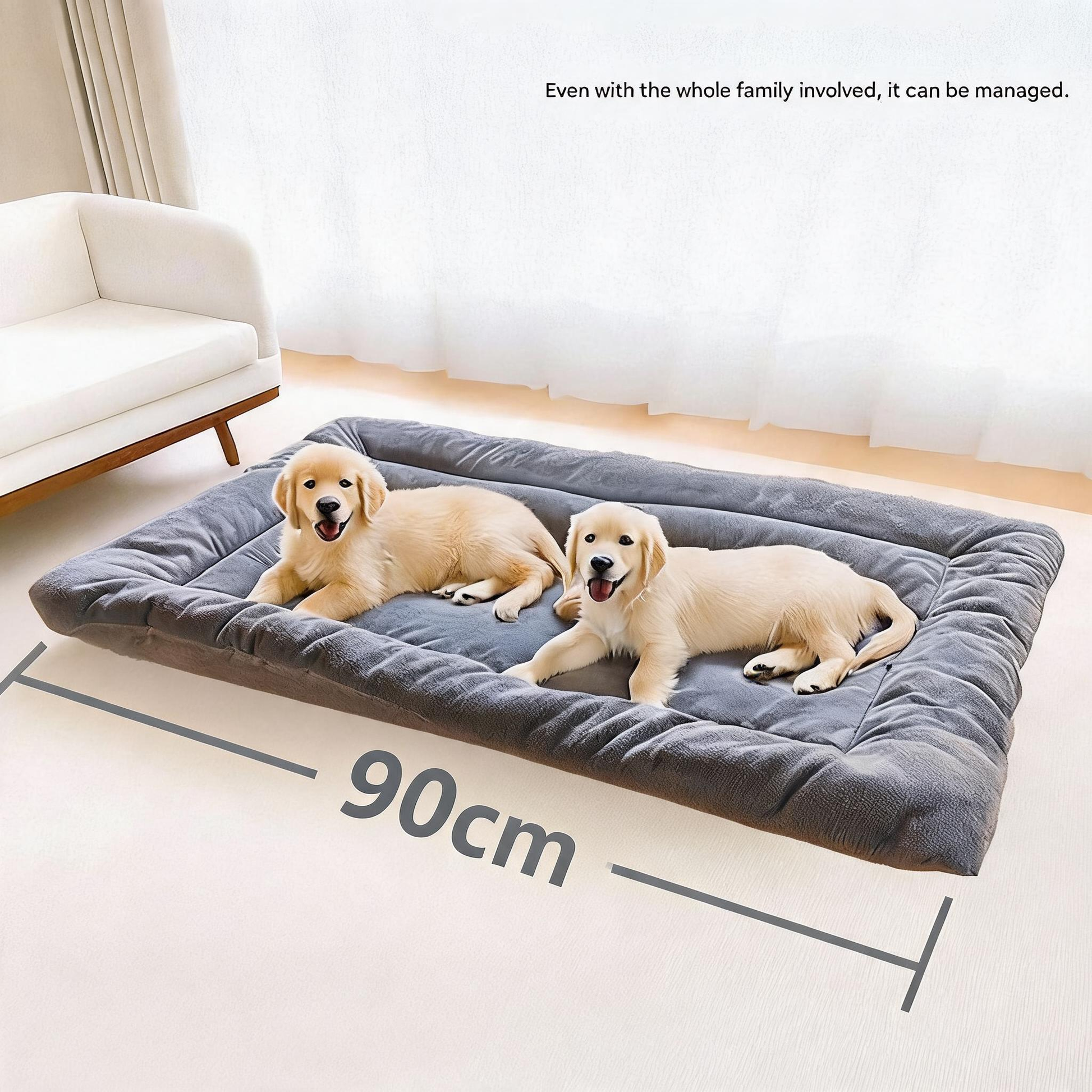 Grey Large Plush Dog Bed - Extra Thick Winter Warmth, Machine Washable & Non-Slip Pet Mat for Large Dogs V888-ELOSUNG51406