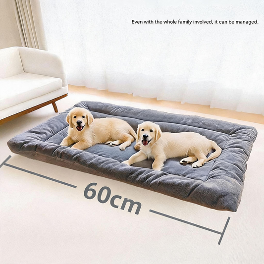 Grey Large Plush Dog Bed - Extra Thick Winter Warmth, Machine Washable & Non-Slip Pet Mat for Large Dogs V888-ELOSUNG51407