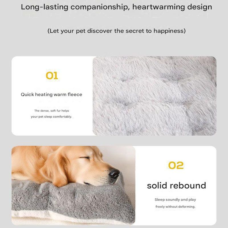 Grey Large Plush Dog Bed - Extra Thick Winter Warmth, Machine Washable & Non-Slip Pet Mat for Large Dogs V888-ELOSUNG51407