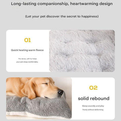 Grey Large Plush Dog Bed - Extra Thick Winter Warmth, Machine Washable & Non-Slip Pet Mat for Large Dogs V888-ELOSUNG51407