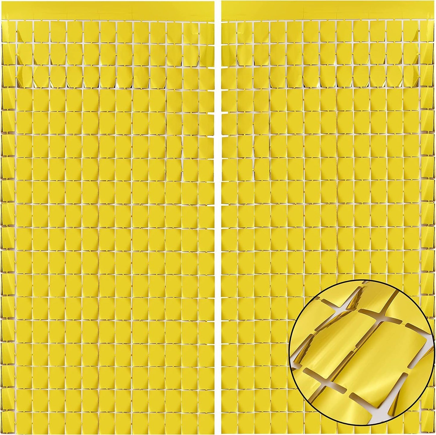 Red 3D Shimmer Foil Fringe Square Cube Curtain (2 PCS) - 1m x 2m Self-Adhesive Metallic Backdrop for V888-ELOSUNG52022