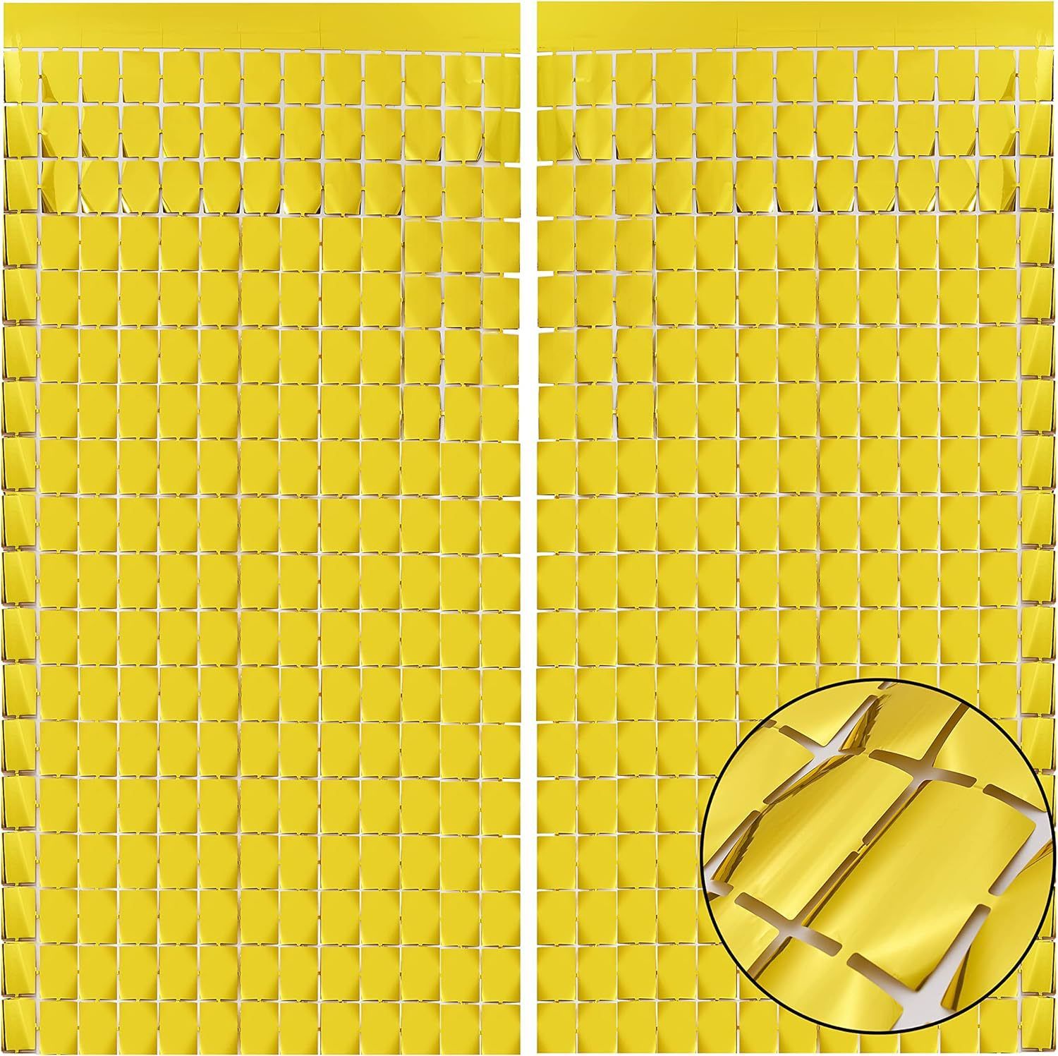 Red 3D Shimmer Foil Fringe Square Cube Curtain (2 PCS) - 1m x 2m Self-Adhesive Metallic Backdrop for V888-ELOSUNG52022
