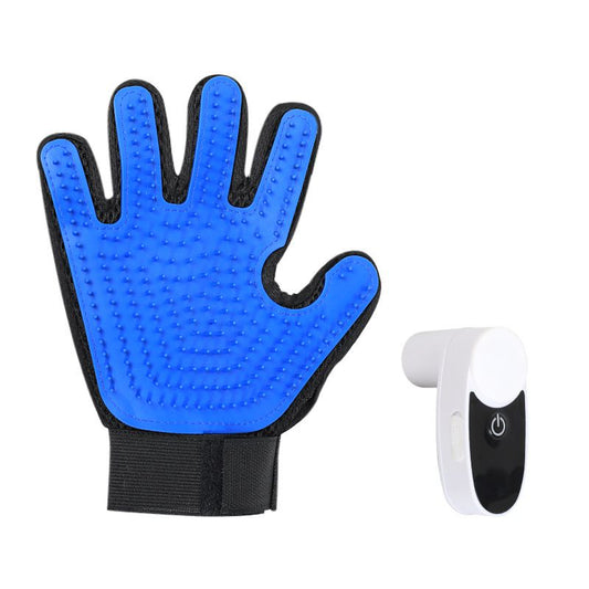 Black Blue Pet Grooming Spray Glove with White Detachable Typec Mister - TPR Soft Deshedding & Massage Brush V888-ELOSUNG52036