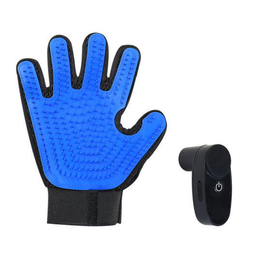 Black Blue Pet Grooming Spray Glove with Black Detachable Typec Mister - TPR Soft Deshedding & Massage Brush V888-ELOSUNG52038