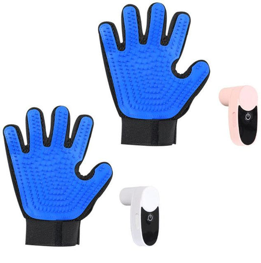 2PCS Black Blue Pet Grooming Spray Glove with Pink & White Detachable Typec Mister - TPR Soft Deshedding & V888-ELOSUNG52040