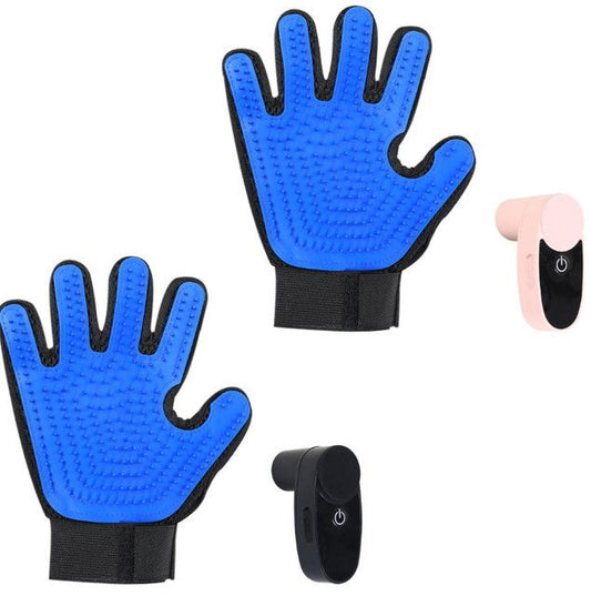 2PCS Black Blue Pet Grooming Spray Glove with Pink & Black Detachable Typec Mister - TPR Soft Deshedding & V888-ELOSUNG52041