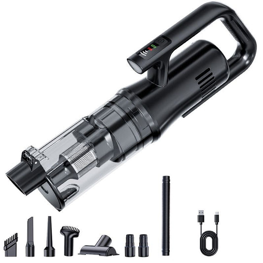 Black Cordless Handheld Vacuum Cleaner with 5 Brush Attachments & LED Light for Home Car - 18KPA Strong V888-ELOSUNG52042