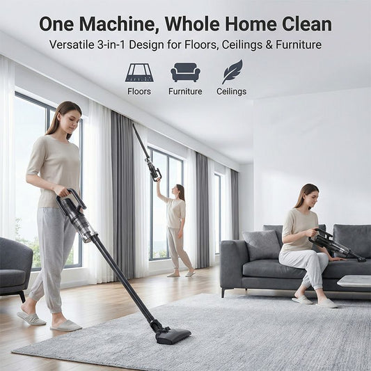 Black Cordless Handheld Vacuum Cleaner & 180 degreesSwivel Mop with 6 Brush Attachments & LED Light for Home V888-ELOSUNG52044