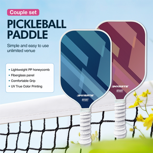 Fantasy Purple Striped Fiberglass Pickleball Paddle Set - 4 Balls & 2 Lightweight Shock-Absorbing Rackets V888-ELOSUNG52054