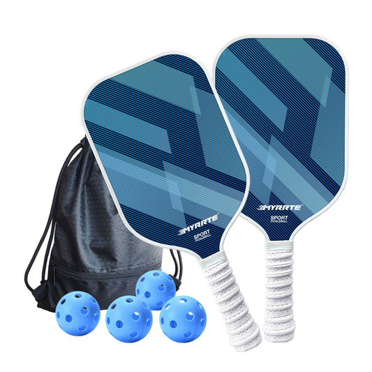 Fantasy Purple Striped Fiberglass Pickleball Paddle Set - 4 Balls & 2 Lightweight Shock-Absorbing Rackets V888-ELOSUNG52055