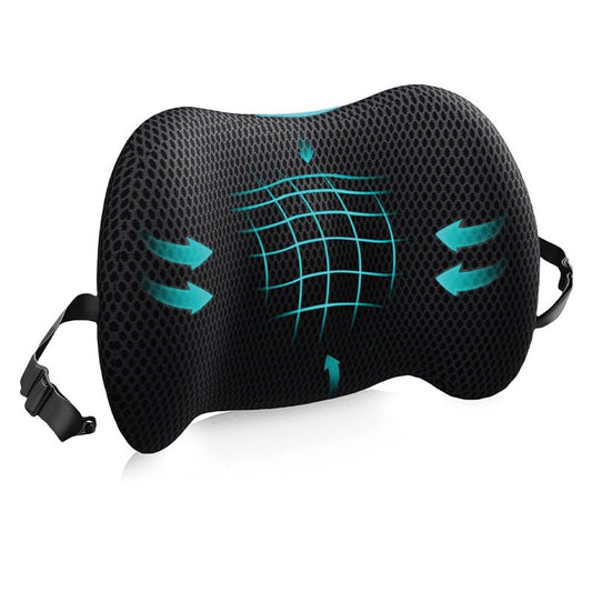 Black Ergonomic Memory Foam Lumbar Support Pillow and Back Cushion - Big Ear Contoured Design, Breathable V888-ELOSUNG52073