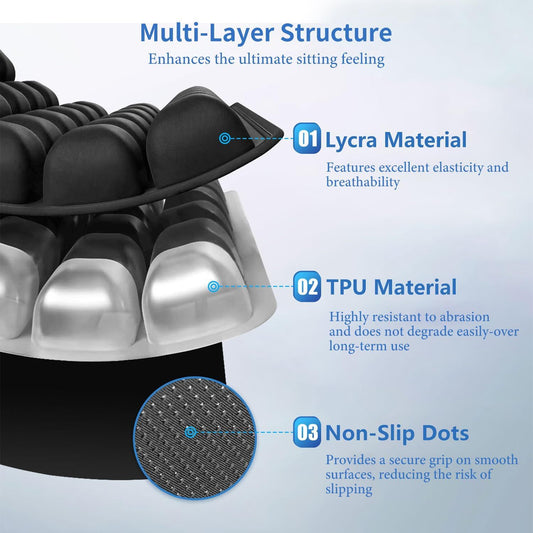 Tie-dye Blue and White Portable 3D Aircell Travel Inflatable Seat Cushion with Built-in Pump - 36 Airbags V888-ELOSUNG52086