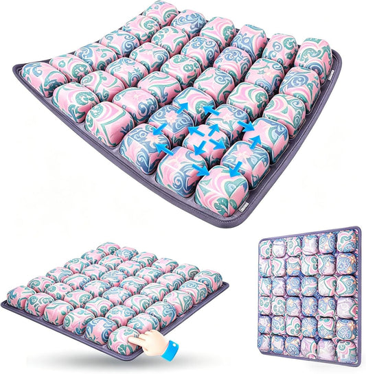 Bohemian Style Portable 3D Aircell Travel Inflatable Seat Cushion with Built-in Pump - 36 Airbags Ergonomic V888-ELOSUNG52087