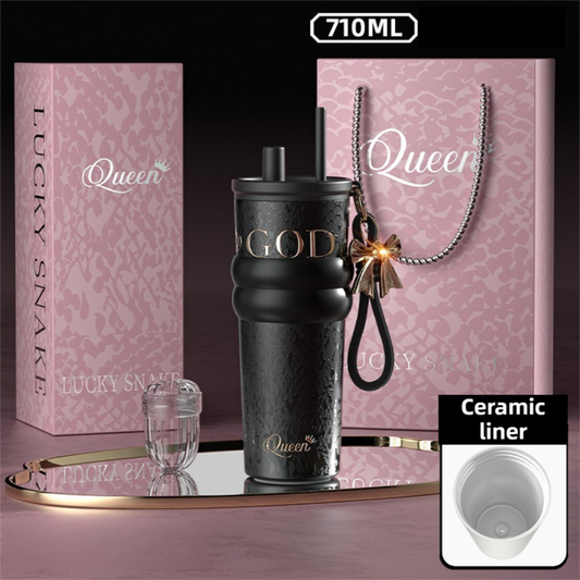 710ML Black Luxury Gradient Textured Aurora Starry Night Insulated Travel Mug (Bow Pendant Gift Box) - V888-ELOSUNG52107