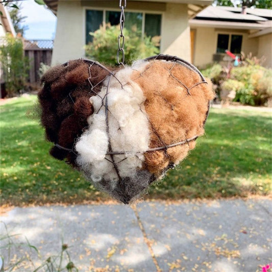 Bird Heart-Shaped Nest with Hanging Metal Frame - Outdoor Garden Decor & Wild Bird Support - Unique Yard Art V888-ELOSUNG52112
