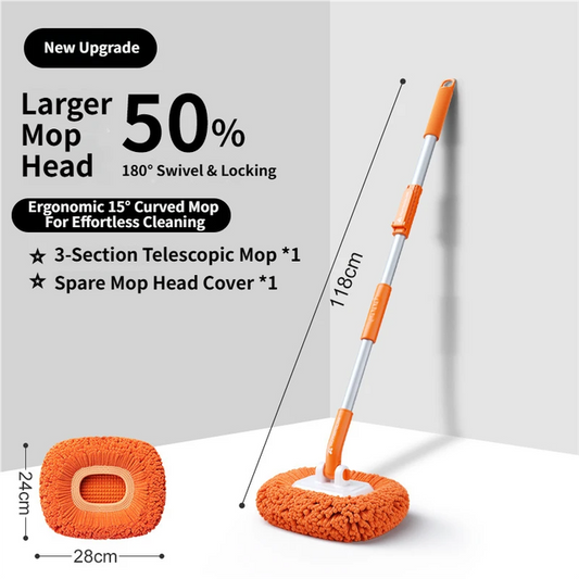 Orange 21 degrees Curved Car Wash Mop and Snow Scraper with 180 degreesRotating Detachable Pole & 2 x Extra V888-ELOSUNG52116