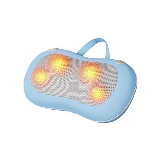 Blue Wireless Rechargeable Cervical & Lumbar Massager Pillow with 4 High/Low Massage Points, 42 degrees C V888-ELOSUNG52121