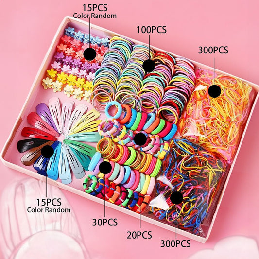 875-Piece Cute Hair Accessories Gift Set with Elastic Rubber Bands - Perfect Gift for Girls V888-ELOSUNG52124