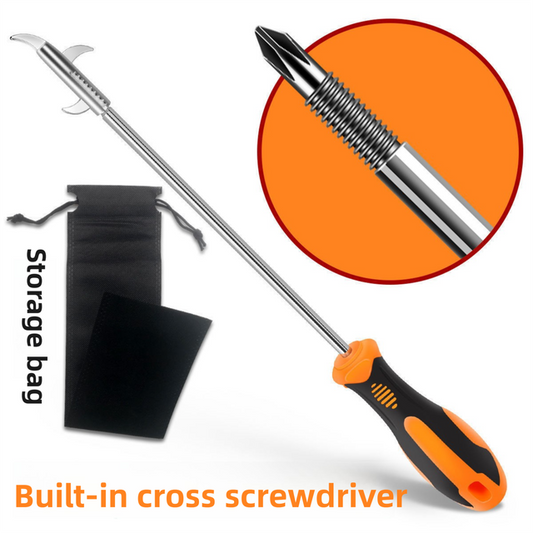 Multifunctional Car Tire Stone Remover Hook with Storage Bag, Zinc Alloy 4-Head Pick & Tire Brush - 28cm V888-ELOSUNG52126