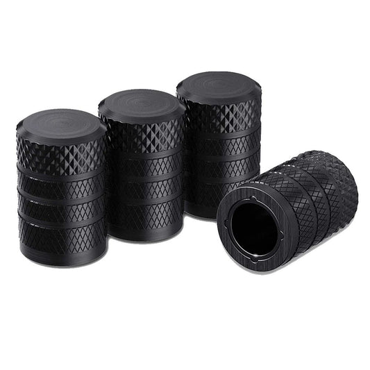4-Pack Black Aluminum Car Tyre Valve Stem Caps - Heavy Duty Dustproof Air Valve Covers with Internal V888-ELOSUNG52128