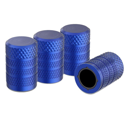 4-Pack Blue Aluminum Car Tyre Valve Stem Caps - Heavy Duty Dustproof Air Valve Covers with Internal V888-ELOSUNG52129