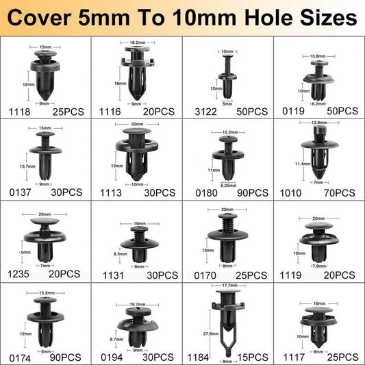 Boxed 710Pcs Heavy Duty Car Retainer Clips Kit with 4Pcs Fastener Removal Tools, 5Pcs Reusable Cable Ties and V888-ELOSUNG52141