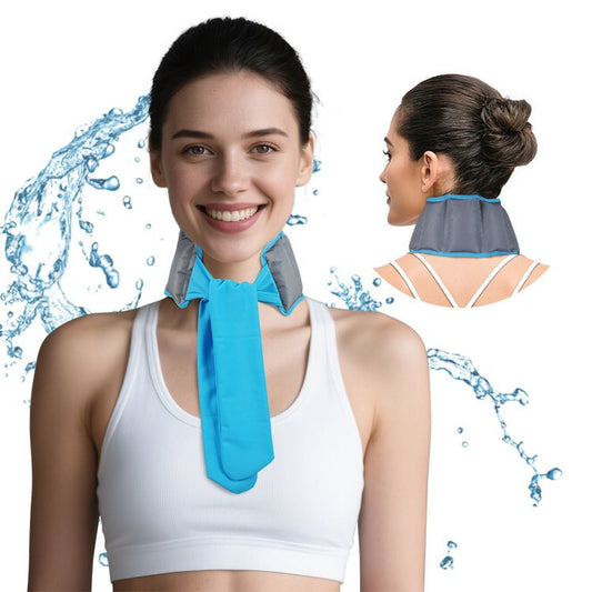 Blue and Grey Reusable Evaporative Physical Cooling Scarf - Long Ice Neck Wrap Bandana with Hydrogel Crystals V888-ELOSUNG52162