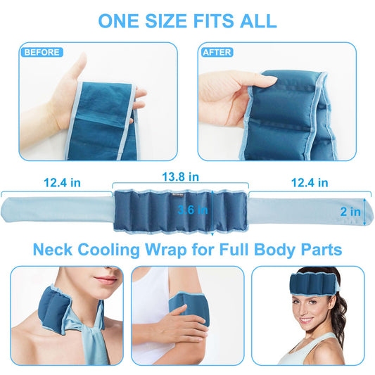 Blue and Grey Reusable Evaporative Physical Cooling Scarf - Long Ice Neck Wrap Bandana with Hydrogel Crystals V888-ELOSUNG52162