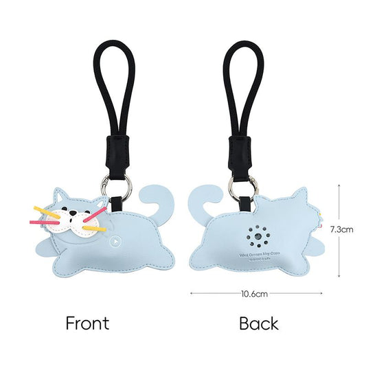 Blue Cat Squeeze Meow Sounding Keychain Pendant - Eco-Friendly Leather Cat and Dog Bag Charm for Stress V888-ELOSUNG52168