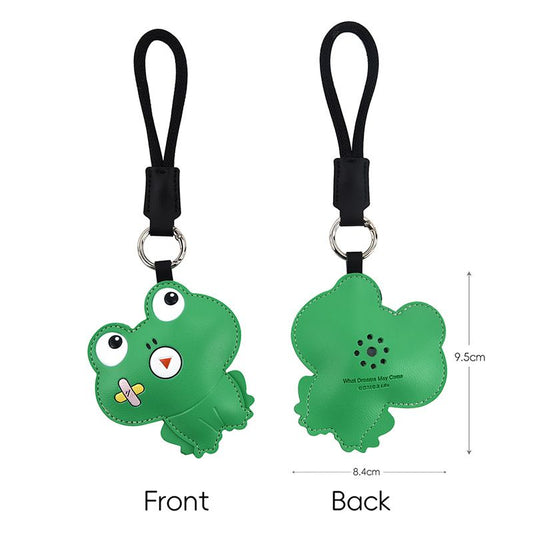 Green Frog Squeeze Meow Sounding Keychain Pendant - Eco-Friendly Leather Cat and Dog Bag Charm for Stress V888-ELOSUNG52169