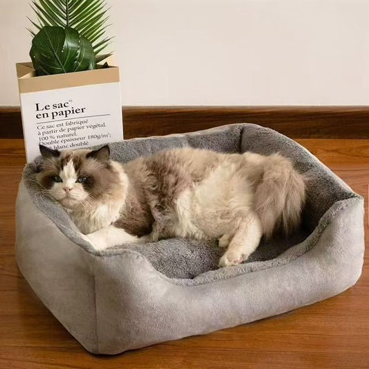 40x30x14CM Grey Premium Plush Pet Bed and Cozy Cushion Mat with Removable Flannel Cover & Non-Slip Waterproof V888-ELOSUNG52172