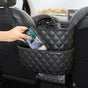Multifunctional Quilted Leather Car Between-Seat Organizer with Adjustable Buckles and Armrest Box Support - V888-ELOSUNG52176