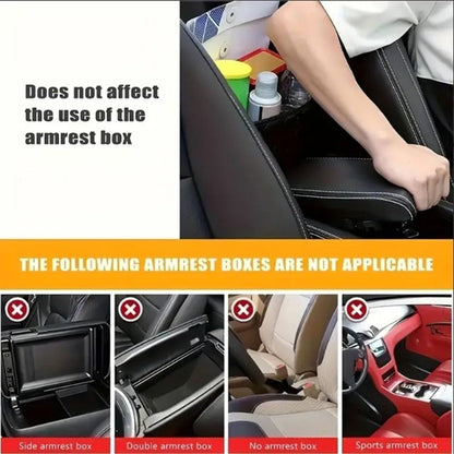 Multifunctional Quilted Leather Car Between-Seat Organizer with Adjustable Buckles and Armrest Box Support - V888-ELOSUNG52176