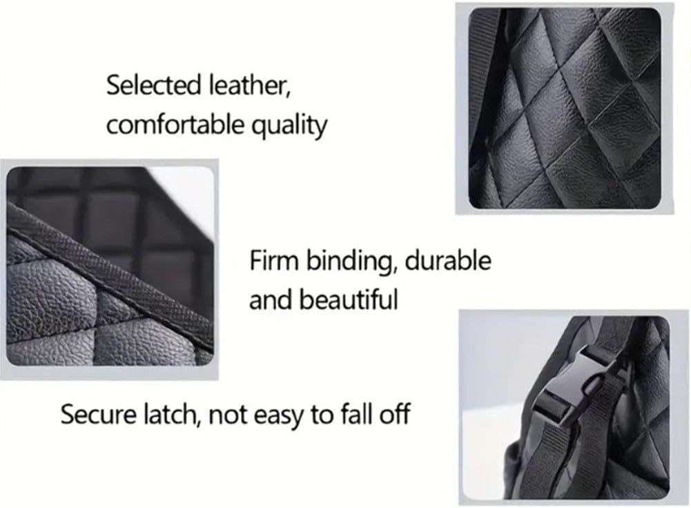 Multifunctional Quilted Leather Car Between-Seat Organizer with Adjustable Buckles and Armrest Box Support - V888-ELOSUNG52176