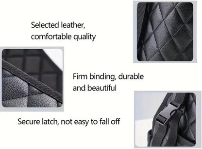 Multifunctional Quilted Leather Car Between-Seat Organizer with Adjustable Buckles and Armrest Box Support - V888-ELOSUNG52176