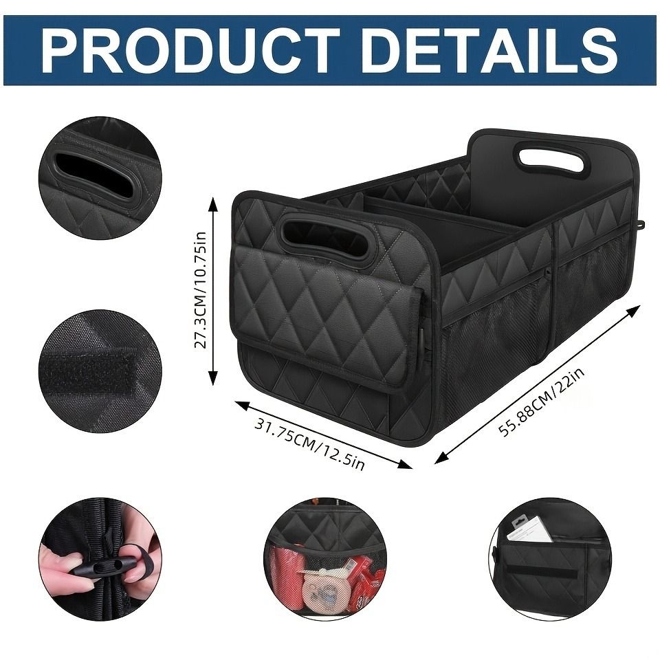 45L Foldable Large Car Trunk Organizer with Muti Pockets & Strong Handles - Mutifunctional Heavy Duty Oxford V888-ELOSUNG52177