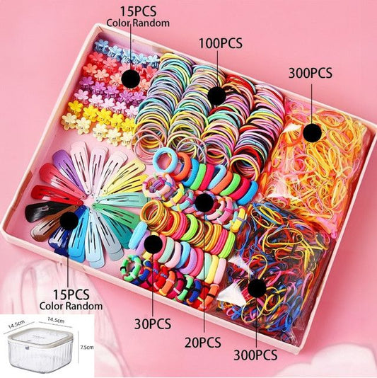 780-Piece Cute Hair Accessories Gift Set with Elastic Rubber Bands & Hair Clips Organizer Box - Perfect Gift V888-ELOSUNG52186
