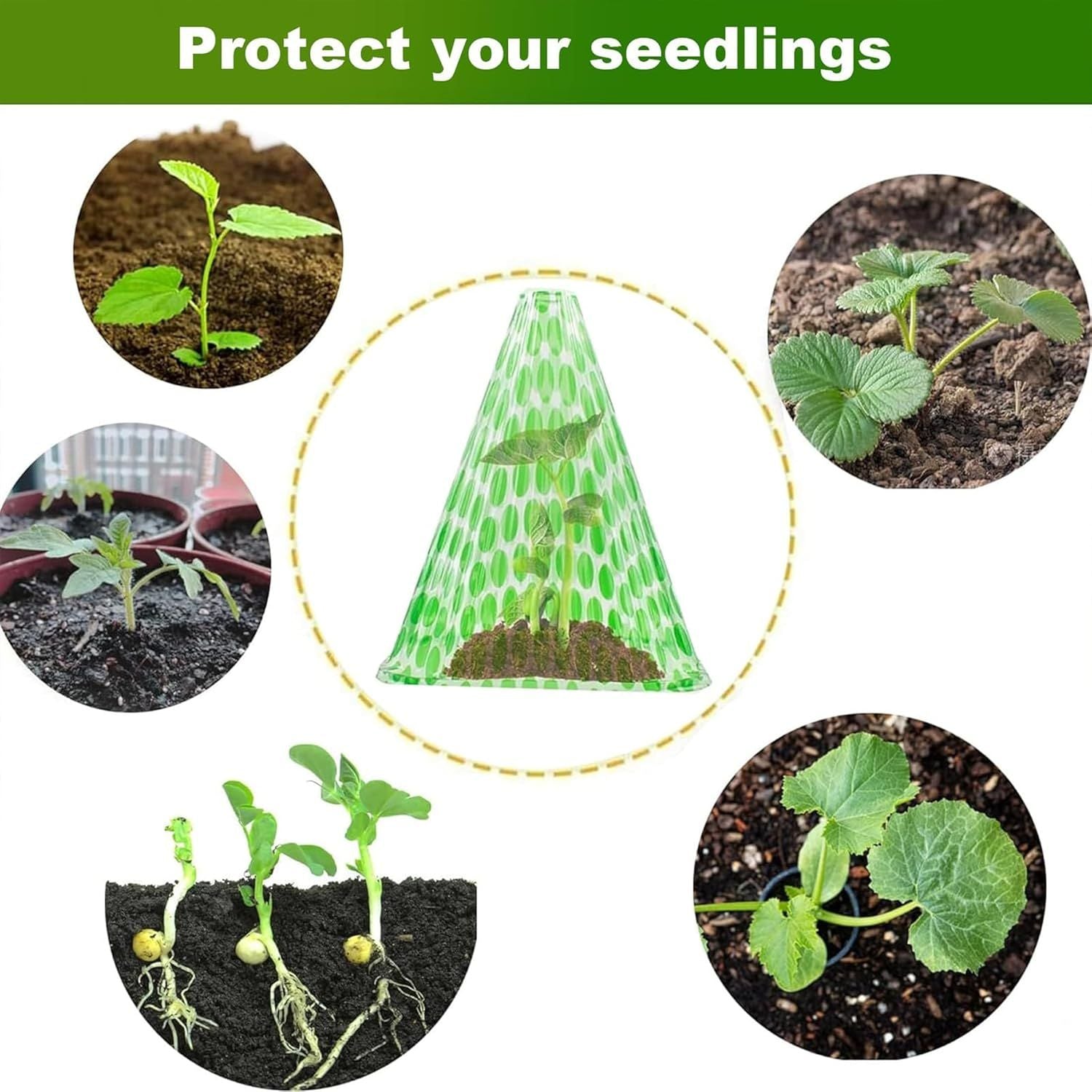 10-Pack Reusable Garden Seedling Protective Covers with Securing Earth Pegs - Ventilated Windproof and Frost V888-ELOSUNG52190