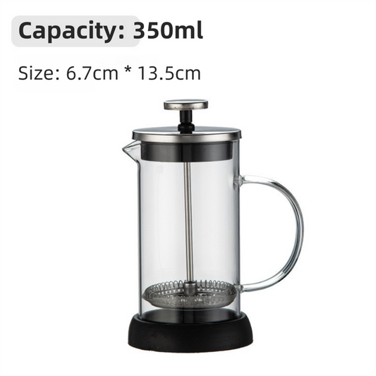 350ML Premium Dual-Layer Borosilicate Glass French Press Coffee Maker with 304 Stainless Steel Lid - V888-ELOSUNG52191