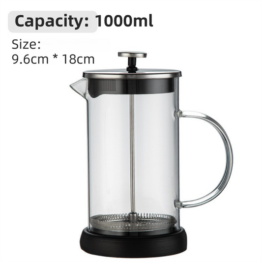 1000ML Premium Dual-Layer Borosilicate Glass French Press Coffee Maker with 304 Stainless Steel Lid - V888-ELOSUNG52192